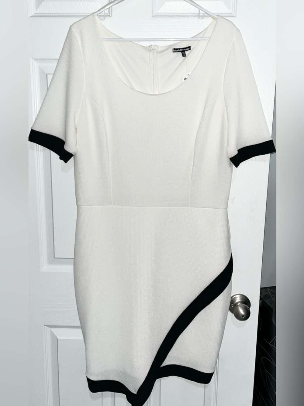 NWT Charlotte Russe+ White Black Colorblock Sheath Dress 2X